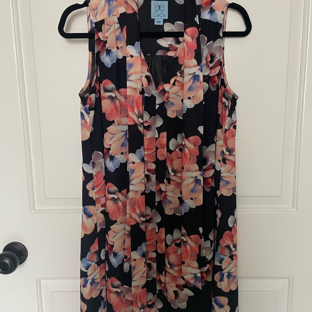 CeCe Navy and Peach Floral Dress